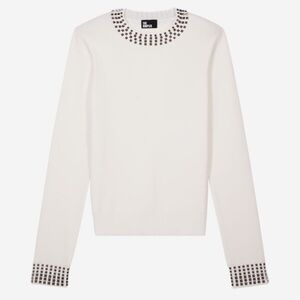 The Kooples Ecru Long Sleeve Sweater with Studs size 4 NWT